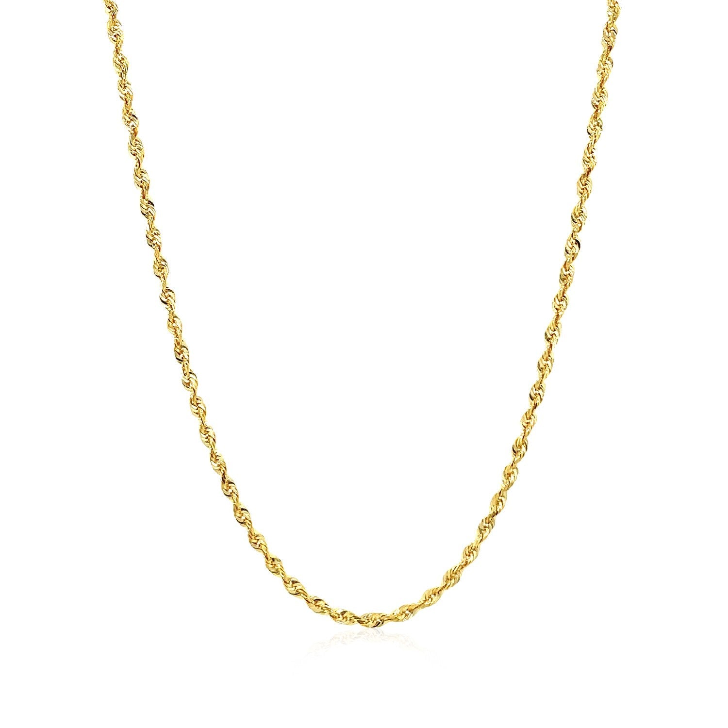 14k Yellow Gold Solid Diamond Cut Rope Chain (1.80 mm) by Avera Group