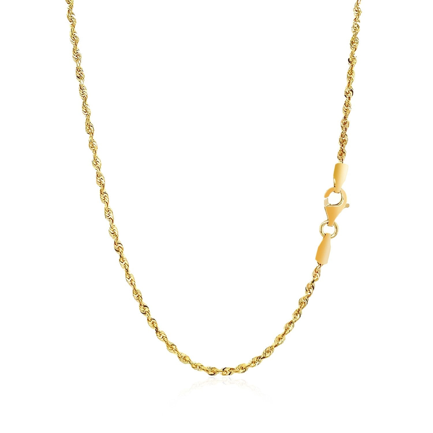 14k Yellow Gold Solid Diamond Cut Rope Chain (1.80 mm) by Avera Group