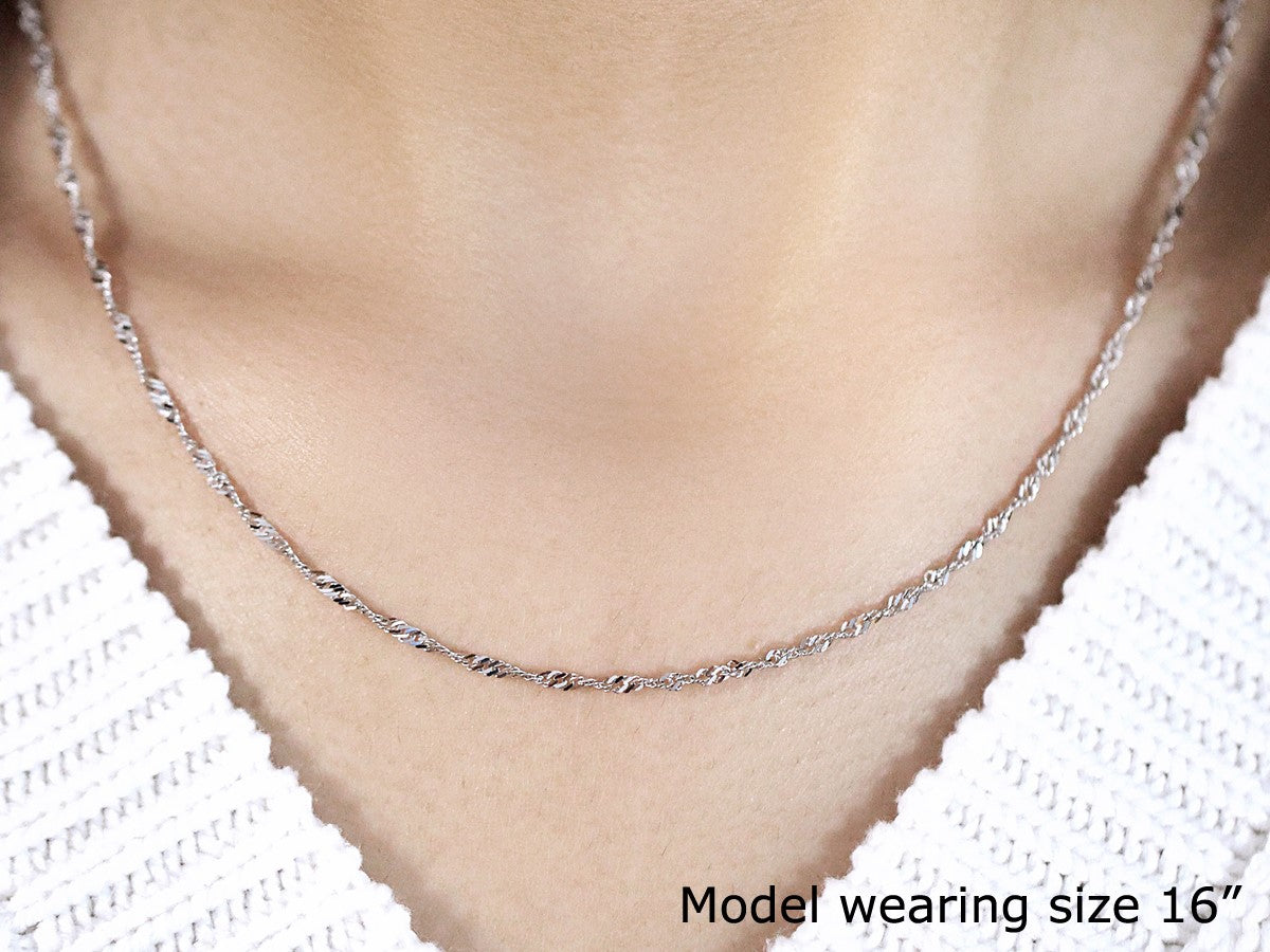 14k White Gold Singapore Chain 1.7mm by Bids.com