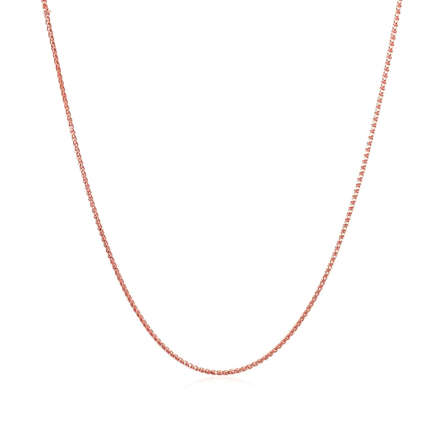 14k Rose Gold Diamond Cut Round Wheat Chain (0.60 mm) - DestGlow