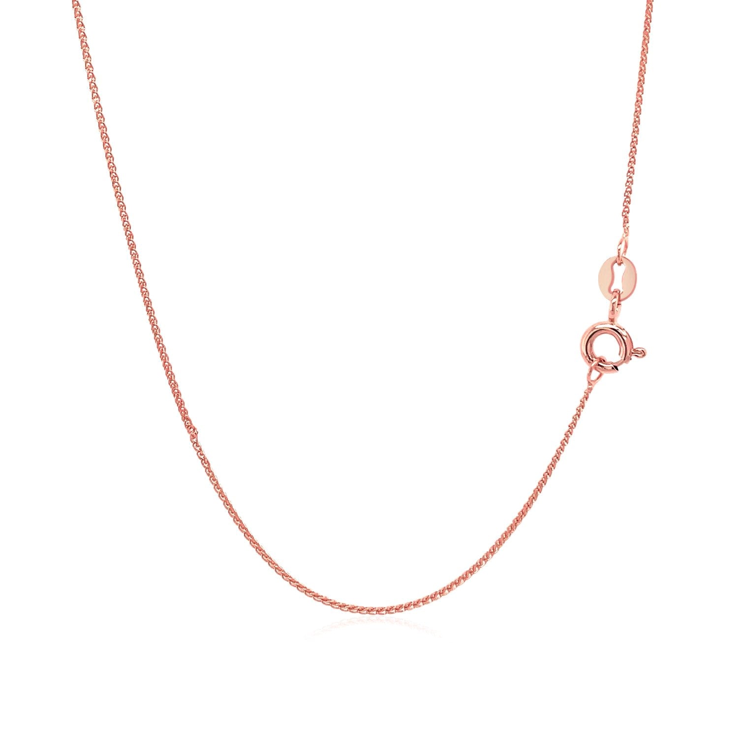 14k Rose Gold Diamond Cut Round Wheat Chain (0.60 mm) by Avera Group