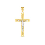 14k Two Tone Gold High Polish Diamond Cut Cross Pendant - necklaces