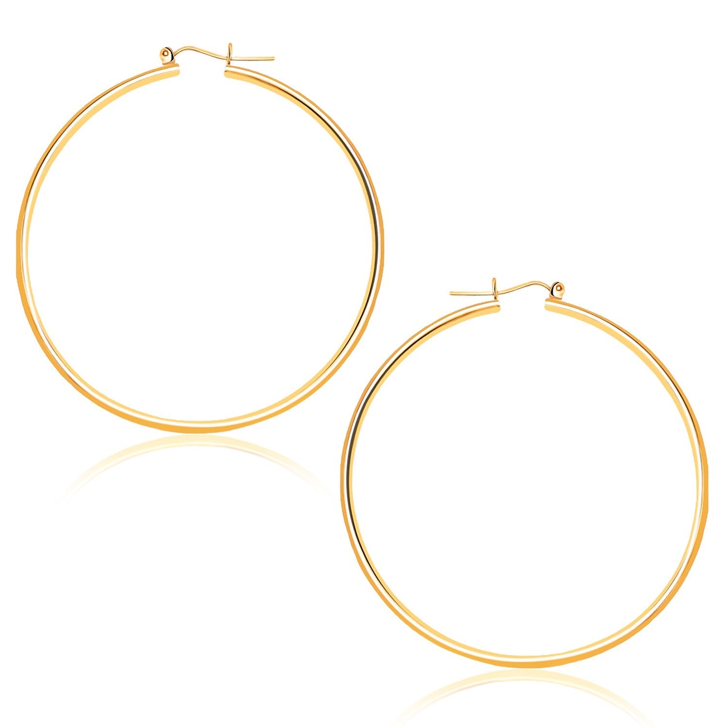 14k Yellow Gold Polished Hoop Earrings (1.5x45mm) - earrings