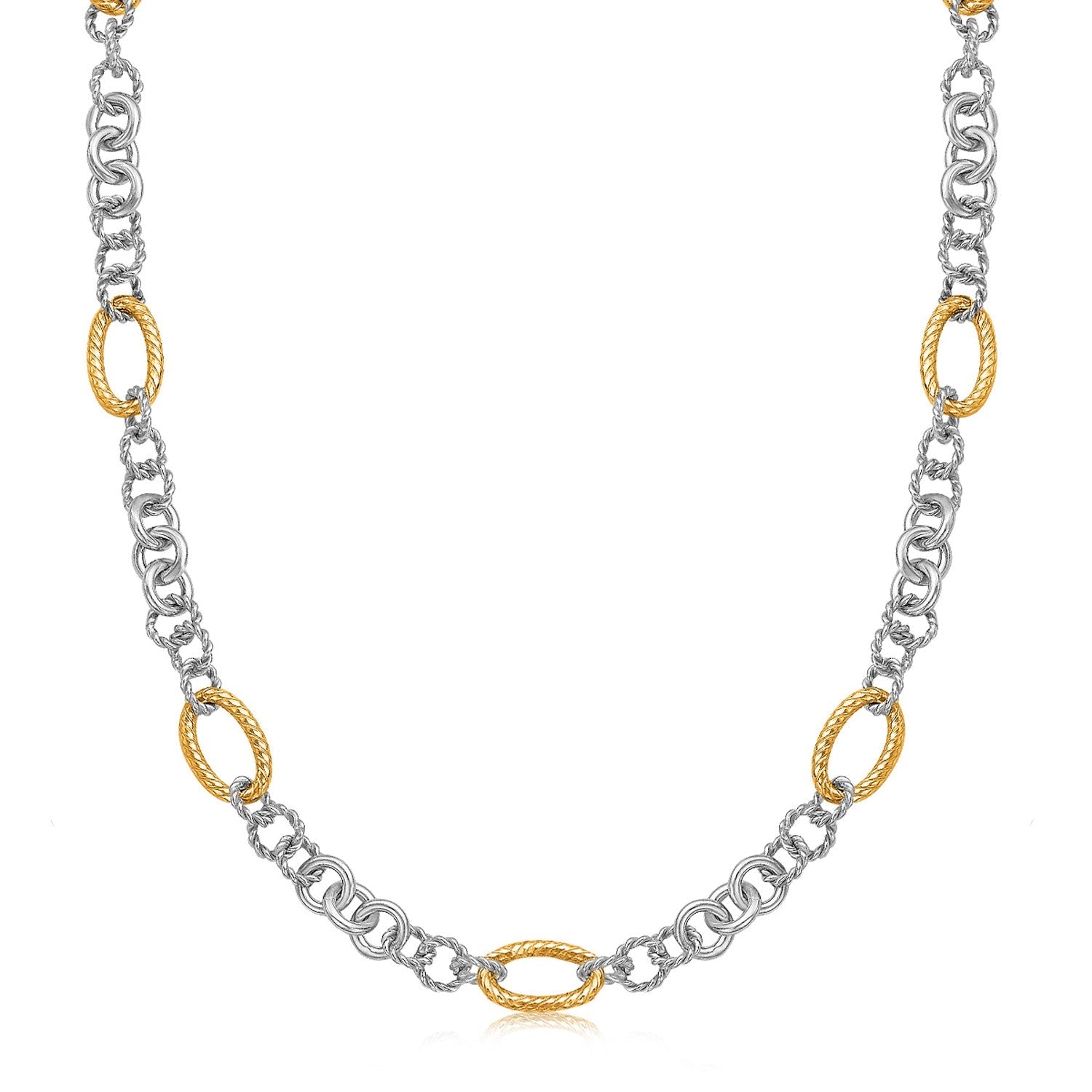 18k Yellow Gold and Sterling Silver Rhodium Plated Multi Style Chain Necklace by Bids.com