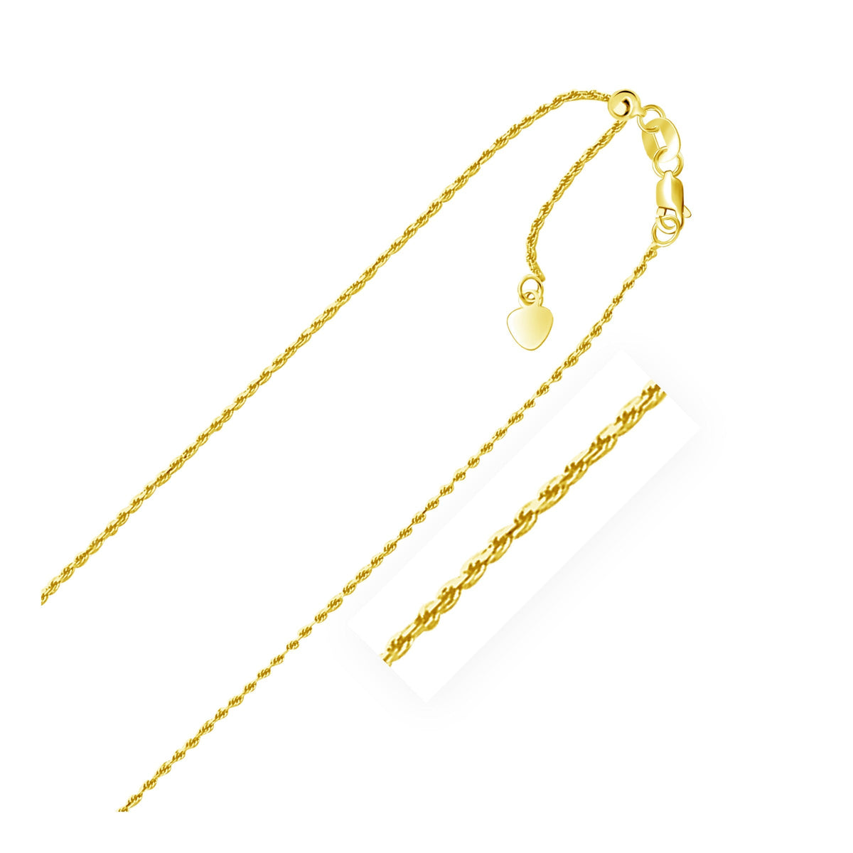 10k Yellow Gold Adjustable Rope Chain 1.0mm DestGlow