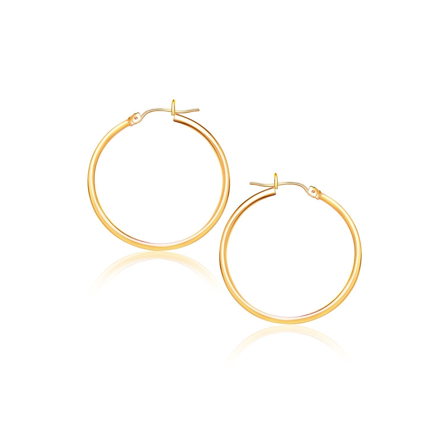 14k Yellow Gold Polished Hoop Earrings (2x40mm) - earrings