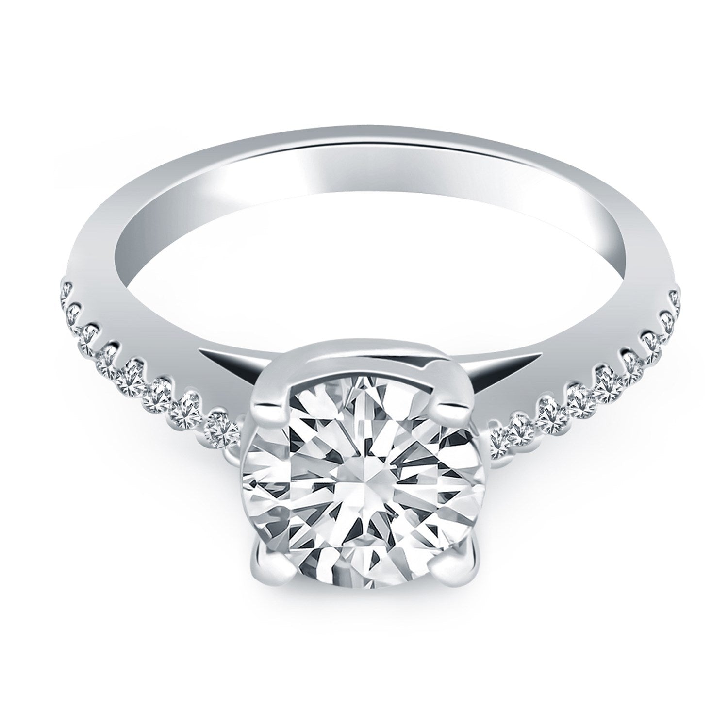 14k White Gold Trellis Diamond Engagement Ring by Bids.com