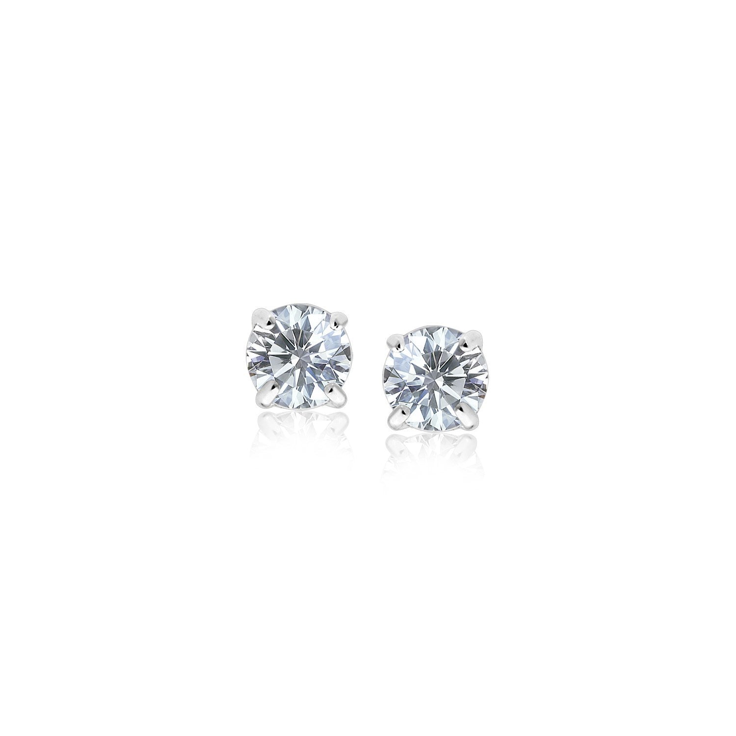 Sterling Silver Faceted White Cubic Zirconia Stud Earrings(3mm) by Avera Group