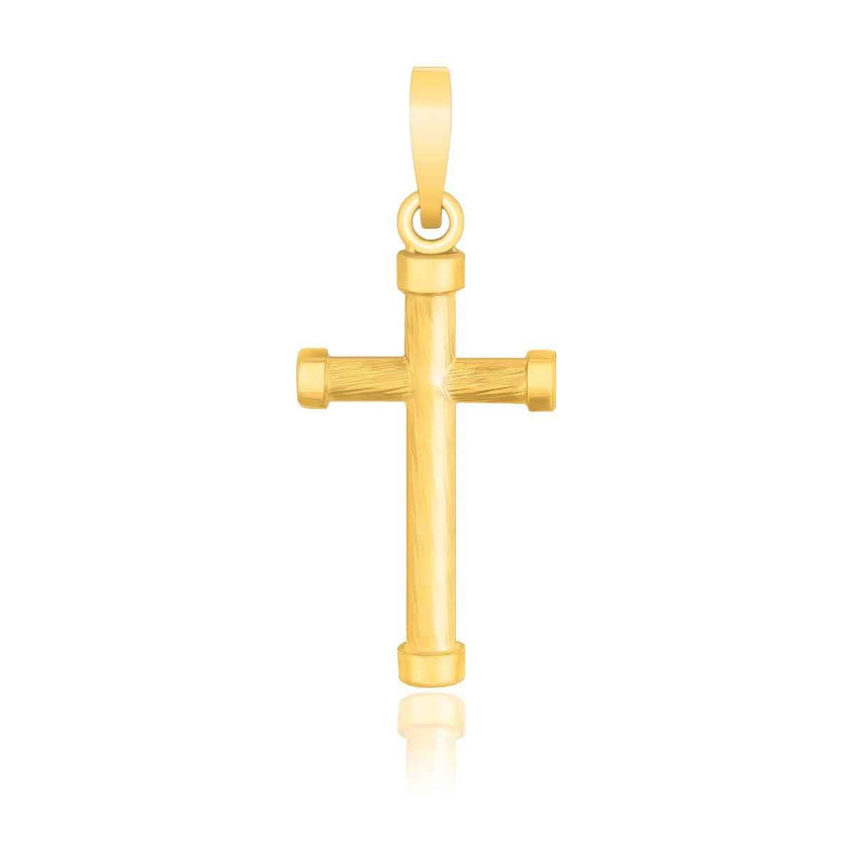 14k Yellow Gold Cross Pendant with Rounded Ends DestGlow