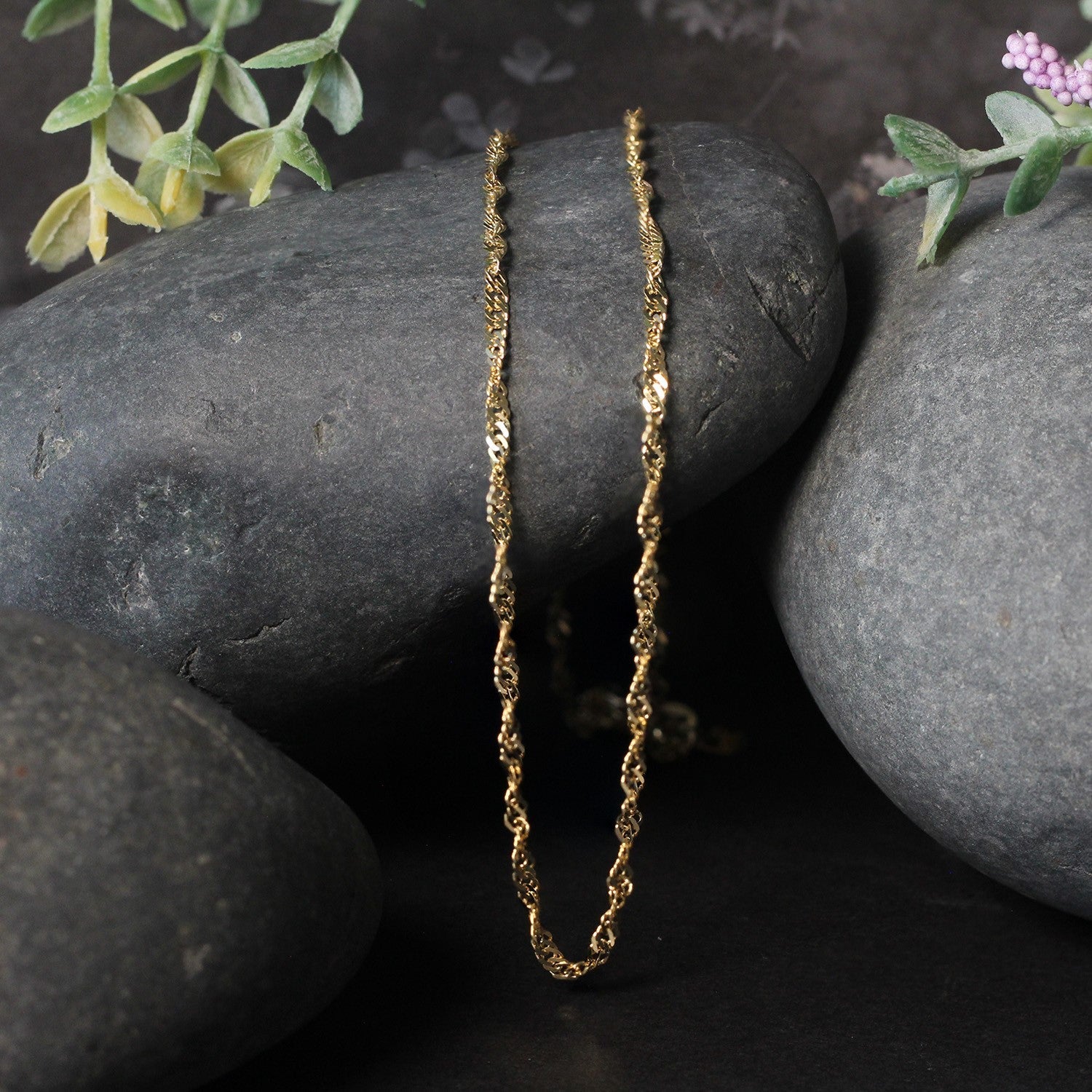 2.1mm 14k Yellow Gold Singapore Chain by Bids.com