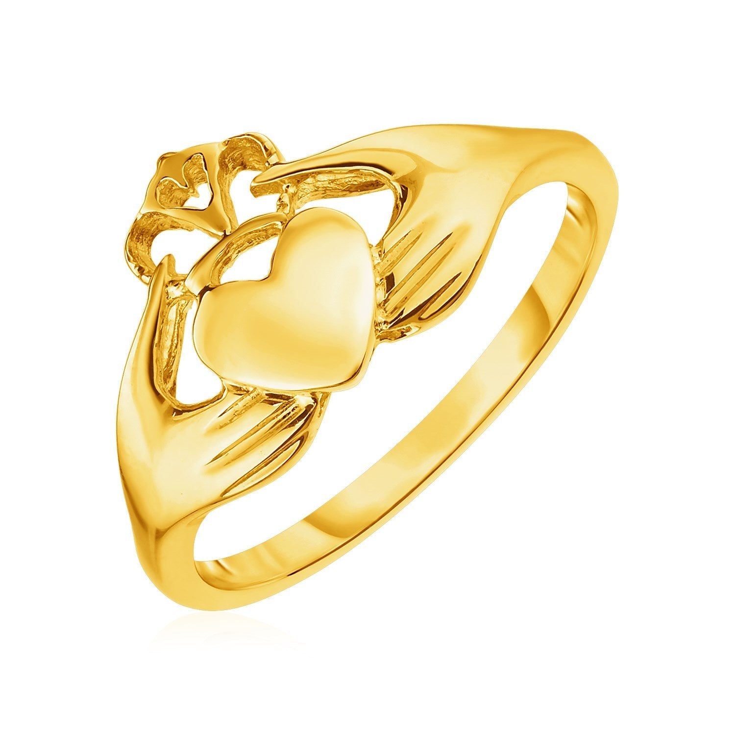 14k Yellow Gold Claddagh Ring DestGlow