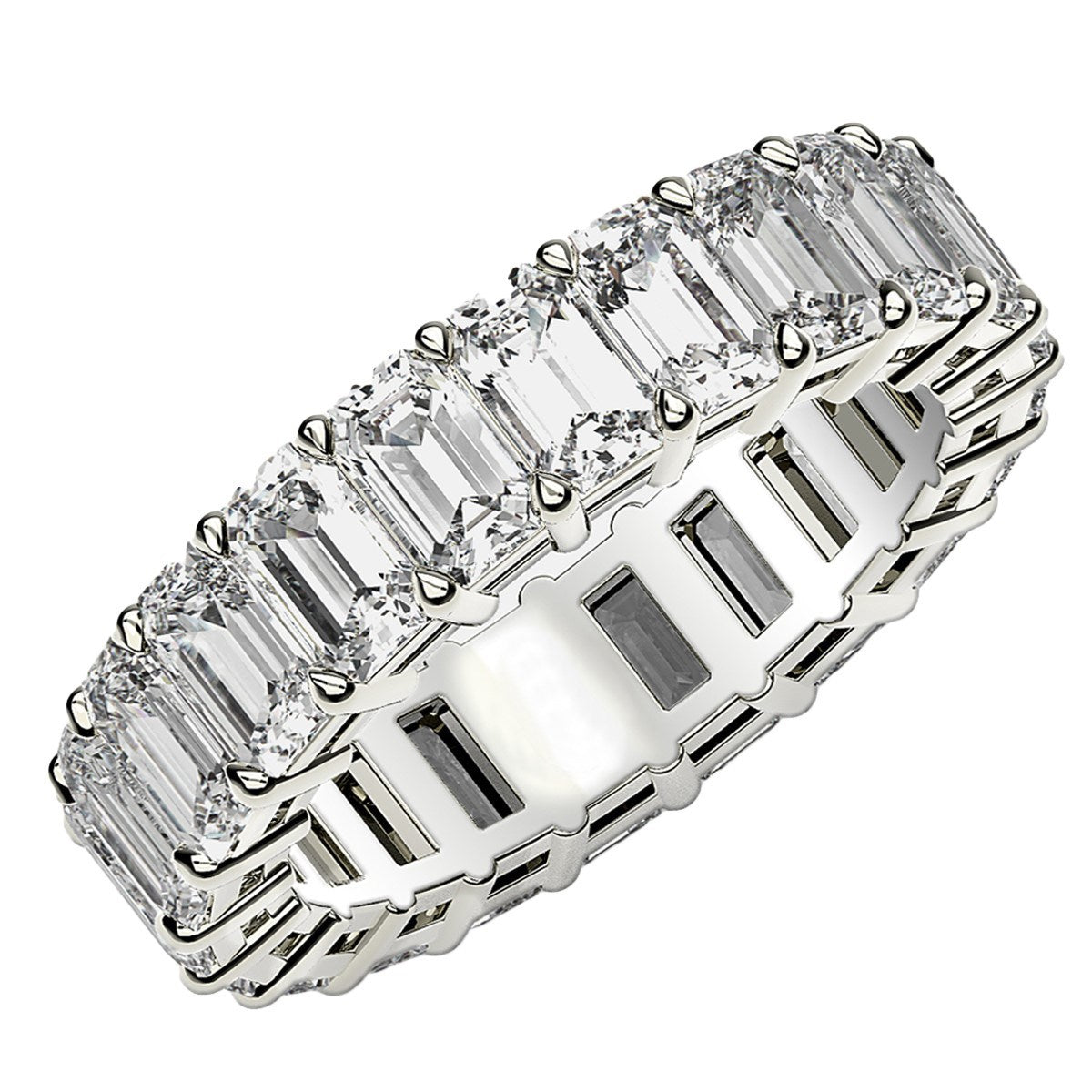 Emerald Cut Lab Grown Diamond Eternity Ring in 14k White Gold (5 cttw FG/VS2) DestGlow