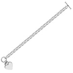 Sterling Silver Rhodium Plated Rolo Chain Bracelet with a Heart Charm (6.00 mm) - DestGlow