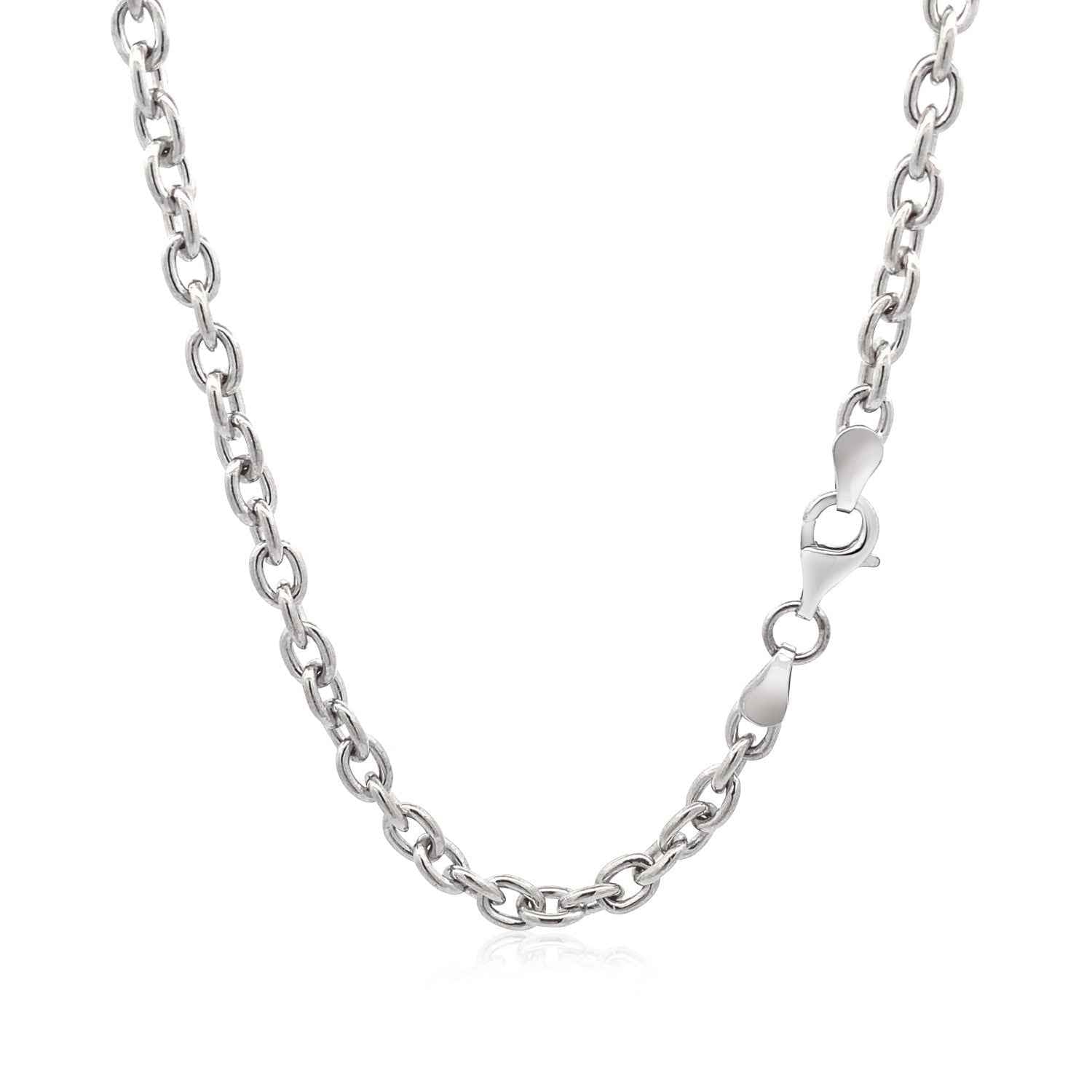 Sterling Silver Rhodium Plated Chain Bracelet with a Flat Heart Motif Station