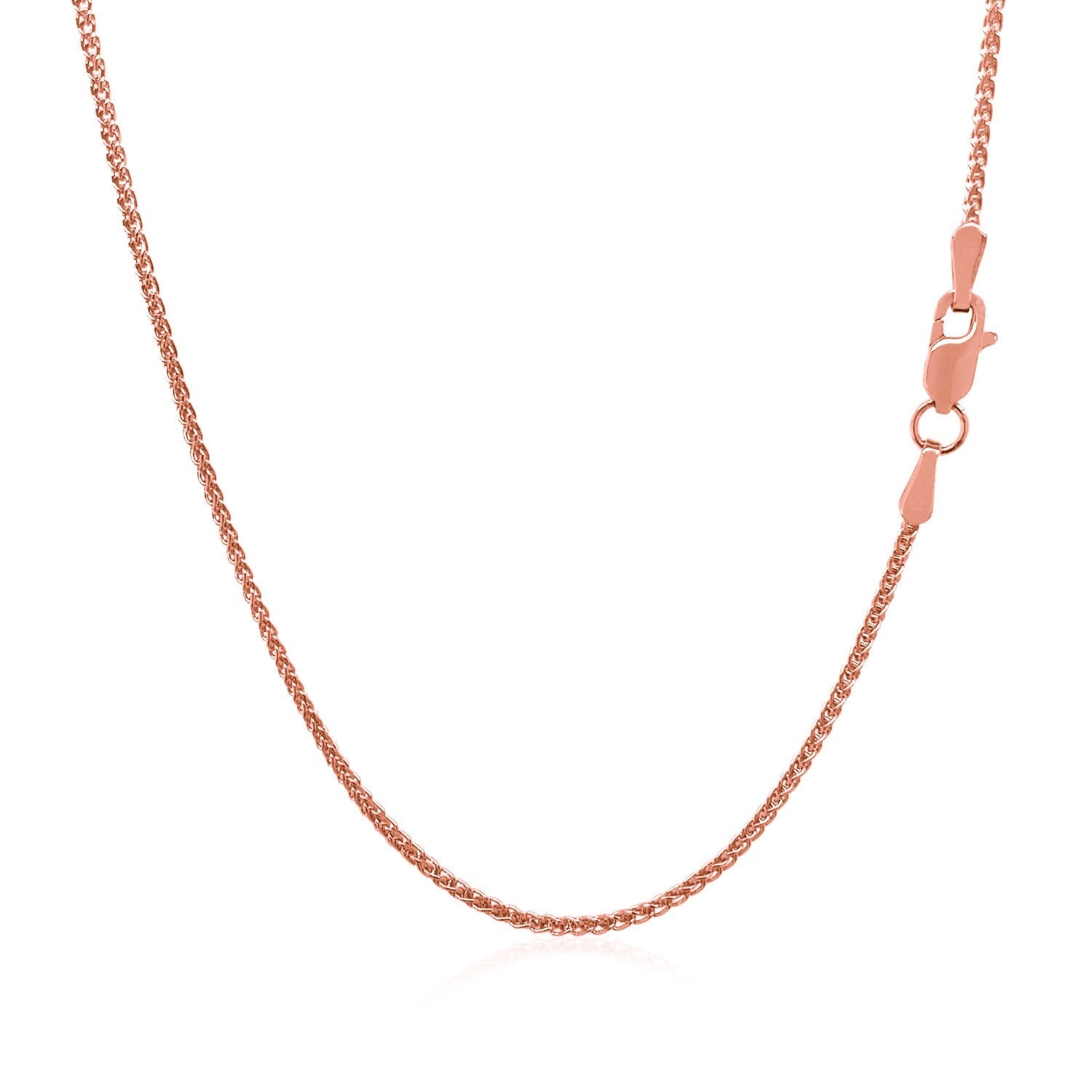14k Rose Gold Diamond Cut Round Wheat Chain (1.20 mm) by Avera Group