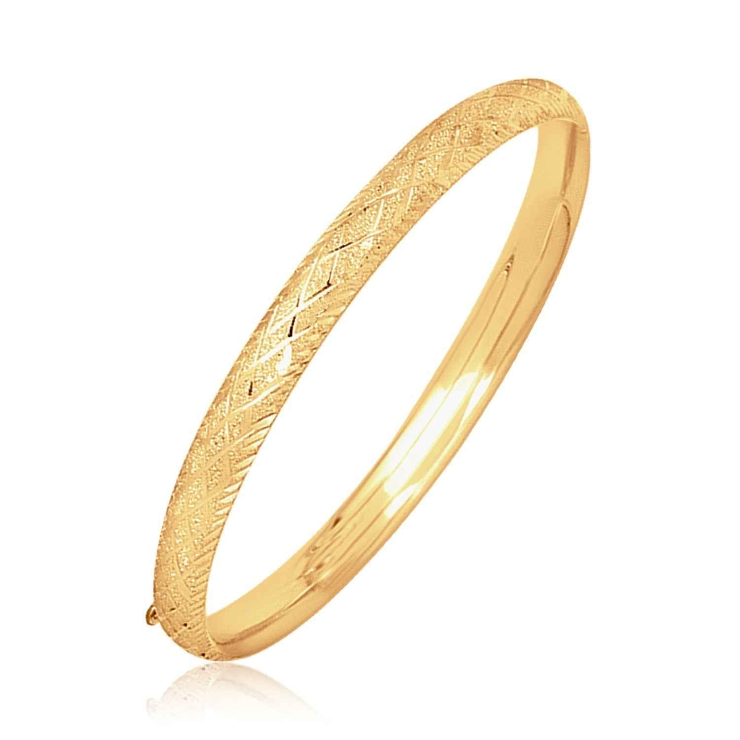 14k Yellow Gold Diamond Cut Design Dome Motif Children&