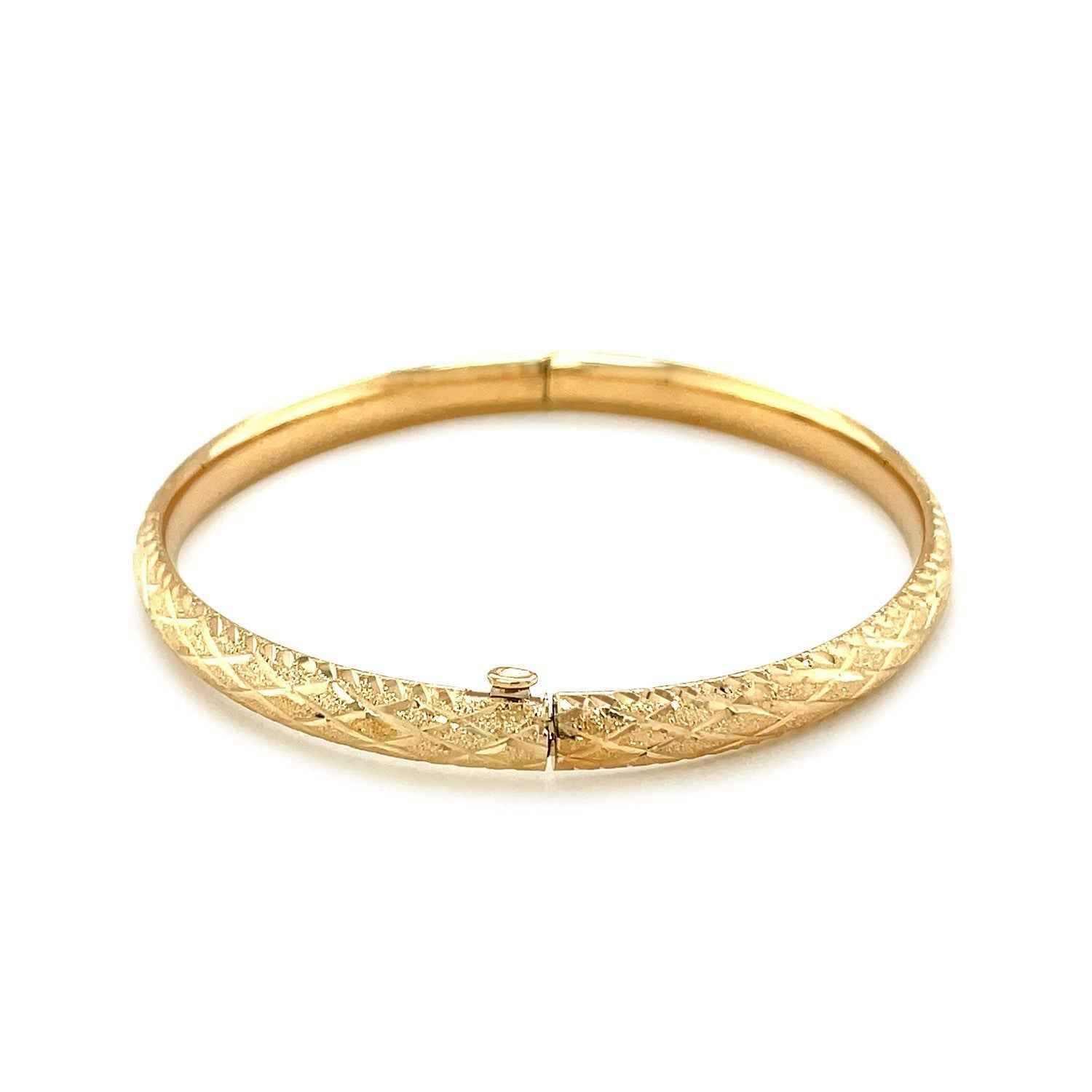 14k Yellow Gold Diamond Cut Design Dome Motif Children&