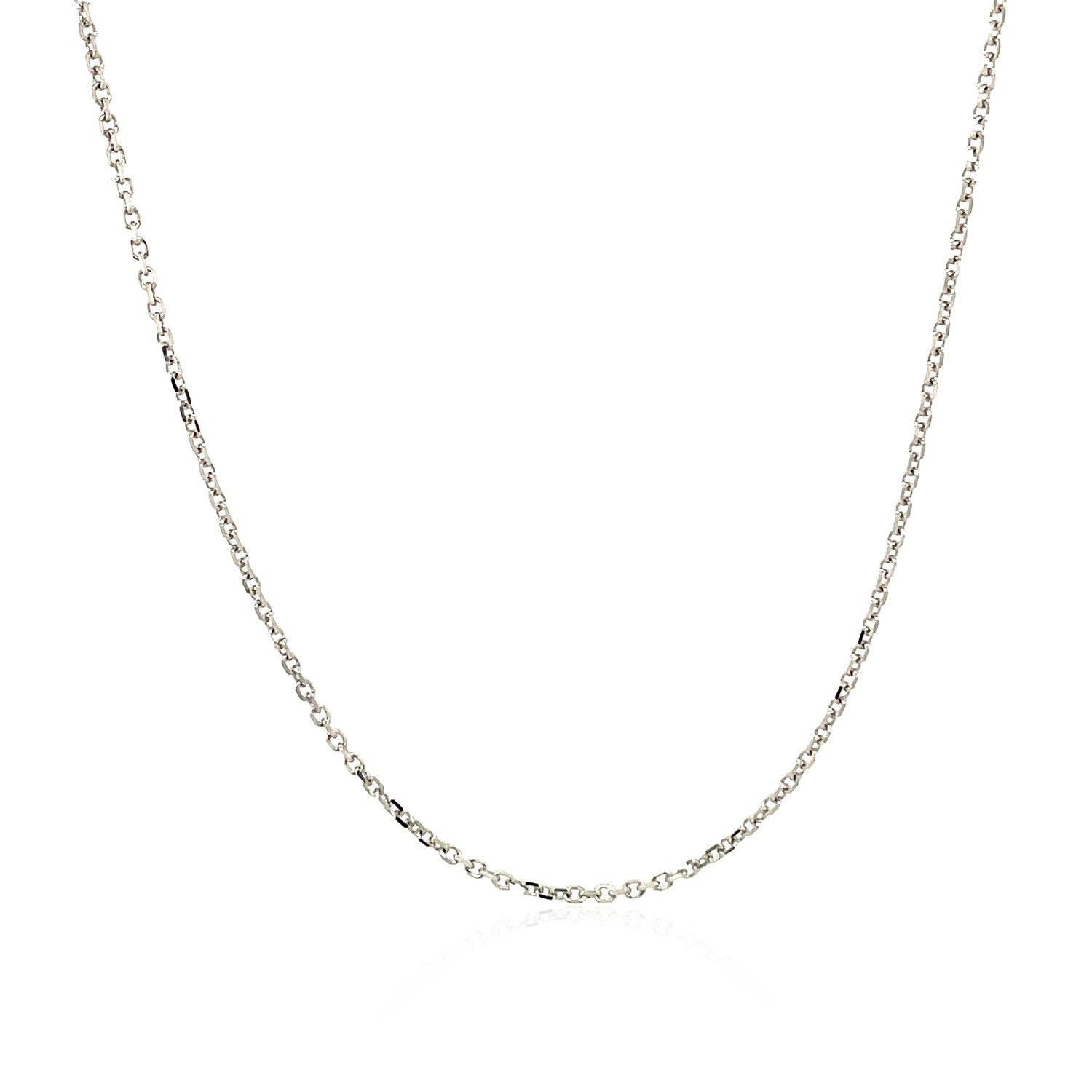 14k White Gold Diamond Cut Cable Link Chain (1.10 mm) by Avera Group