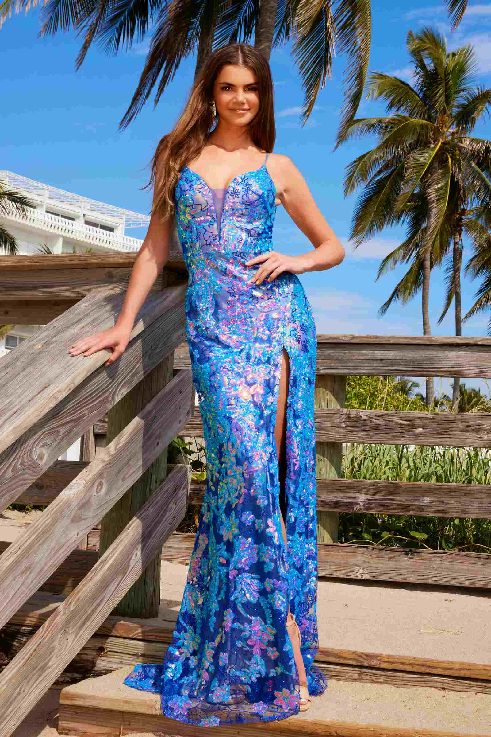 Nox Anabel D1574 Radiant Full Sequin Long Dress With Semi Train by DiscountDressShop