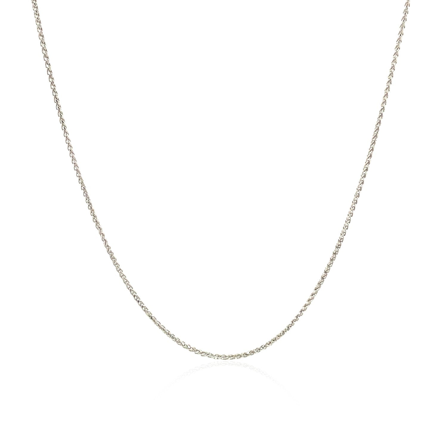 14k White Gold Diamond Cut Round Wheat Chain (0.60 mm) by Avera Group