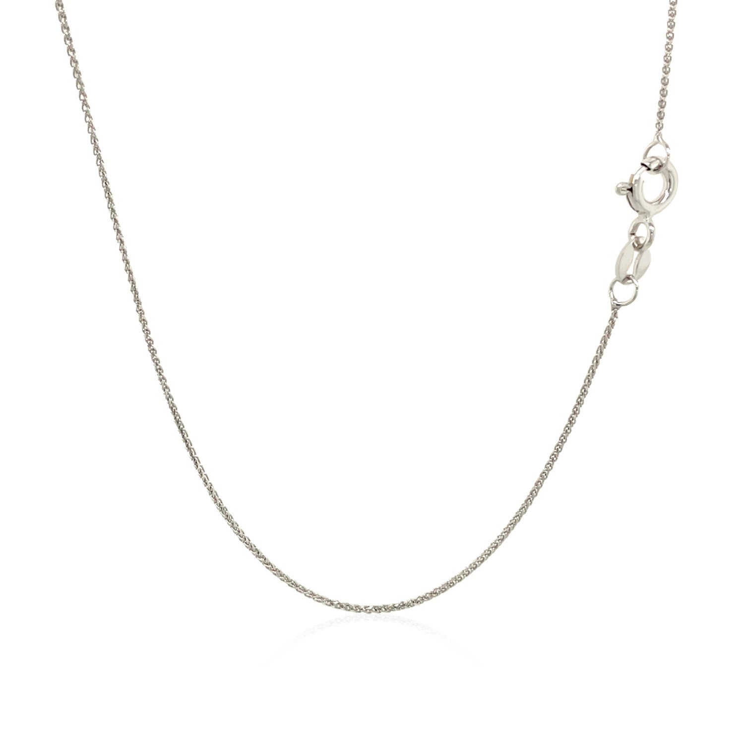 14k White Gold Diamond Cut Round Wheat Chain (0.60 mm) by Avera Group