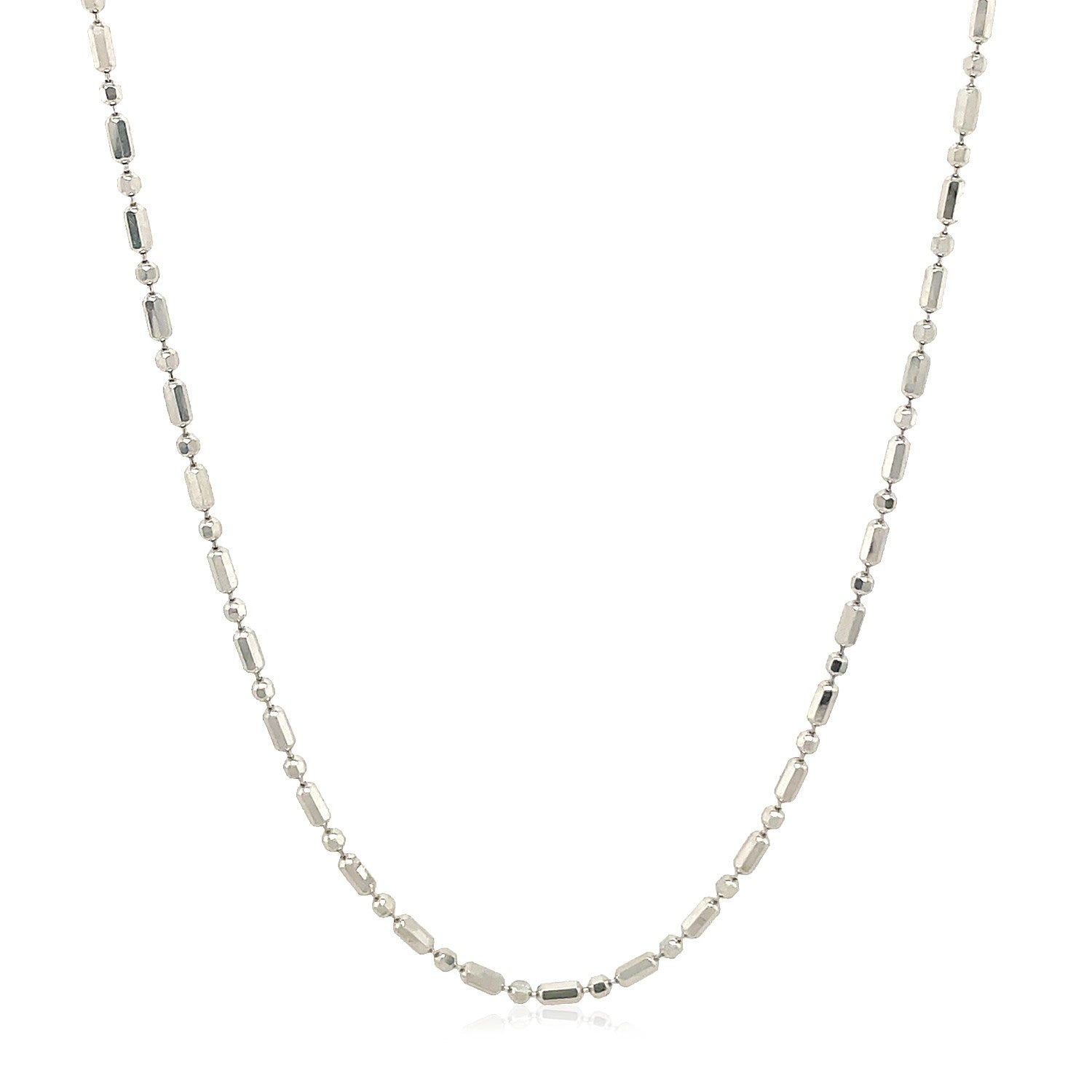 14k White Gold Diamond-Cut Alternating Bead Chain (1.30 mm)