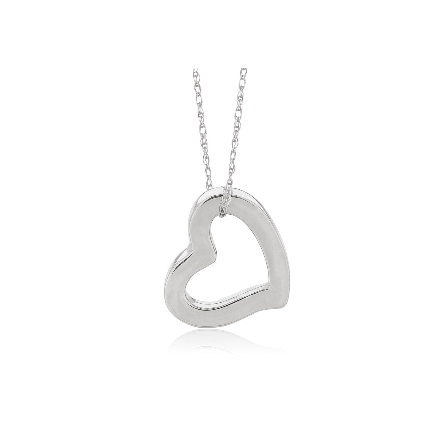 14k White Gold Heart Pendant DestGlow