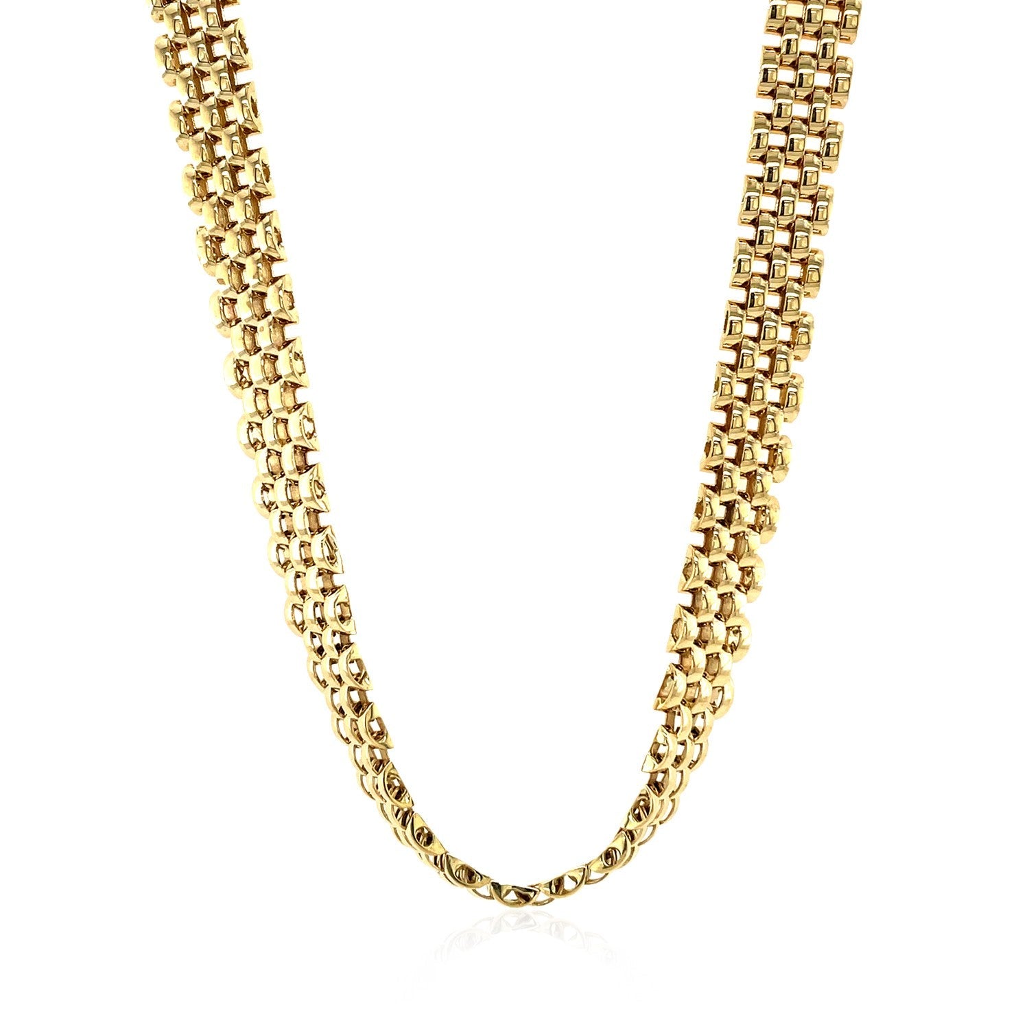 14k Yellow Gold Fancy Polished Multi-Row Panther Link Necklace by Bids.com