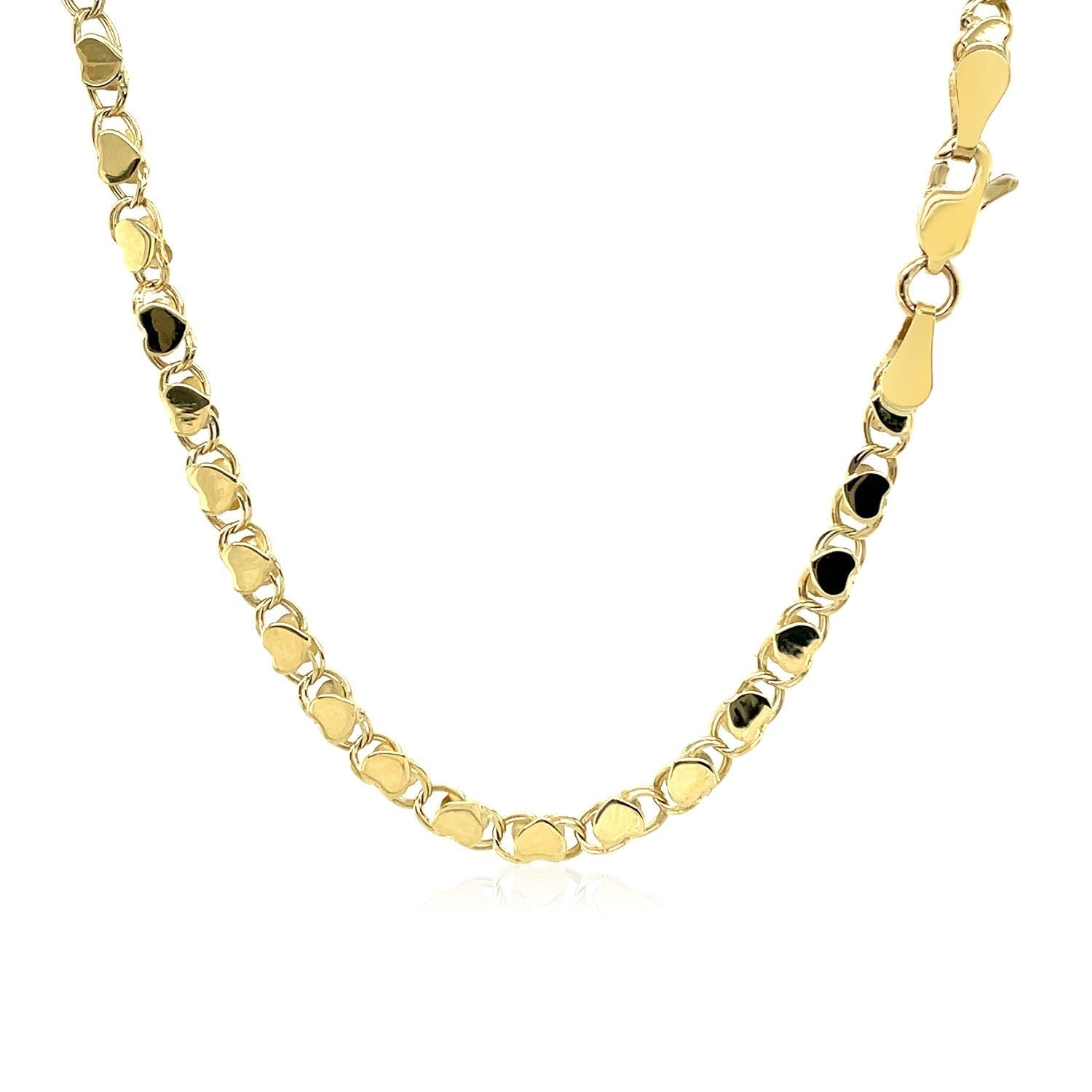 3.3mm 14k Yellow Gold Heart Chain DestGlow