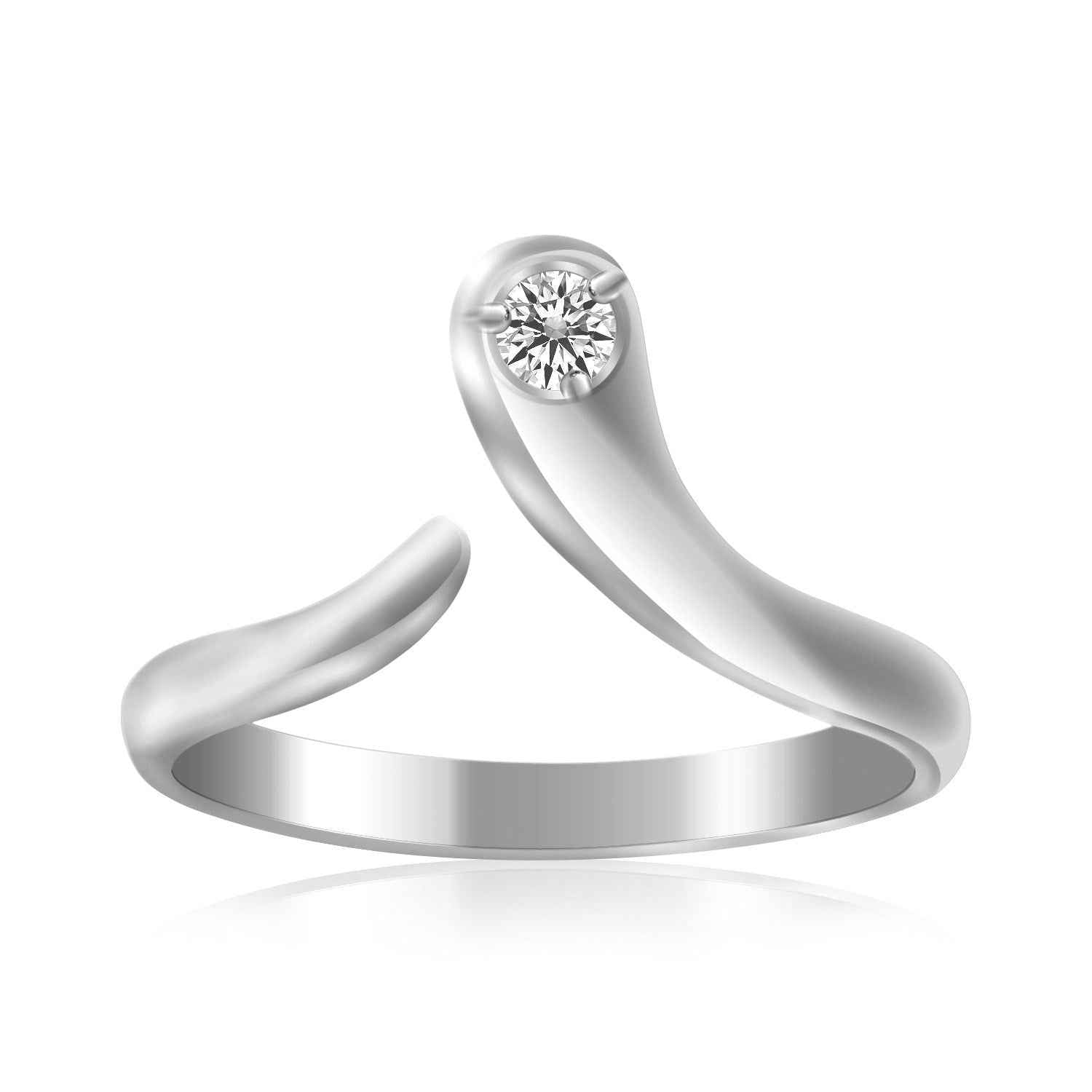 Sterling Silver Rhodium Plated White Cubic Zirconia Accented Shiny Toe Ring DestGlow