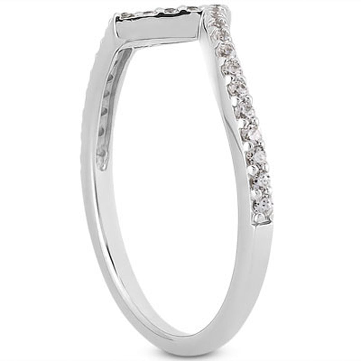 14k White Gold Fancy Zig Zag Pave Diamond Wedding Ring Band by Bids.com