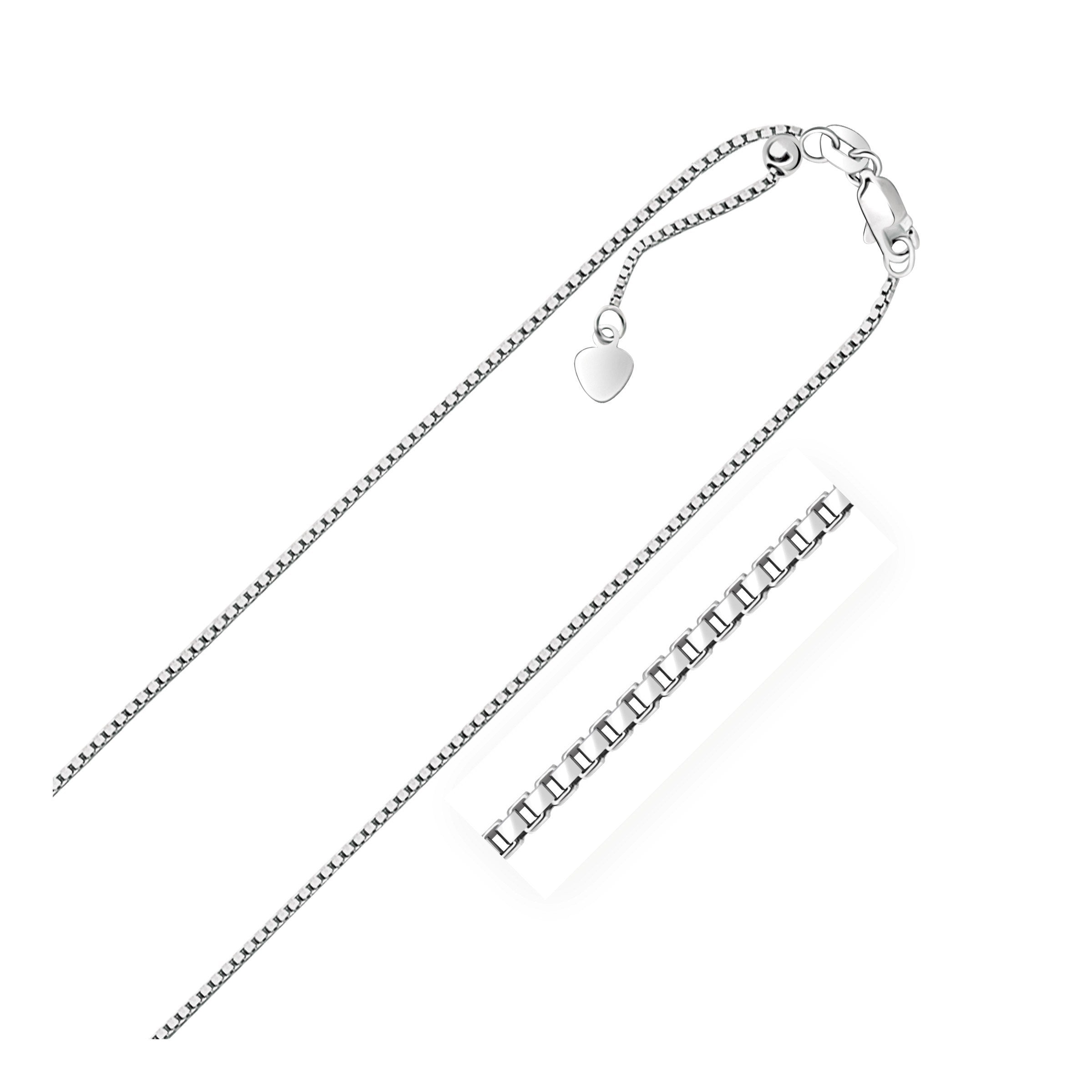 Sterling Silver 1.4mm Adjustable Box Chain (1.40 mm) - DestGlow