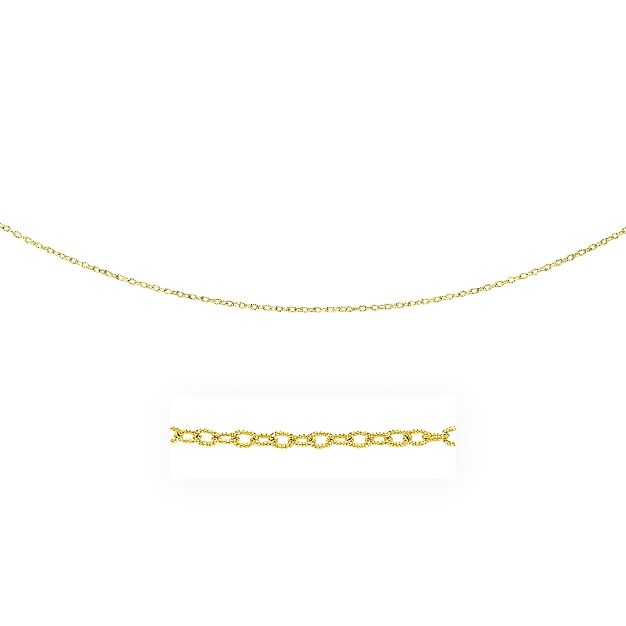 14k Yellow Gold Pendant Chain with Textured Links (2.50 mm) by Avera Group