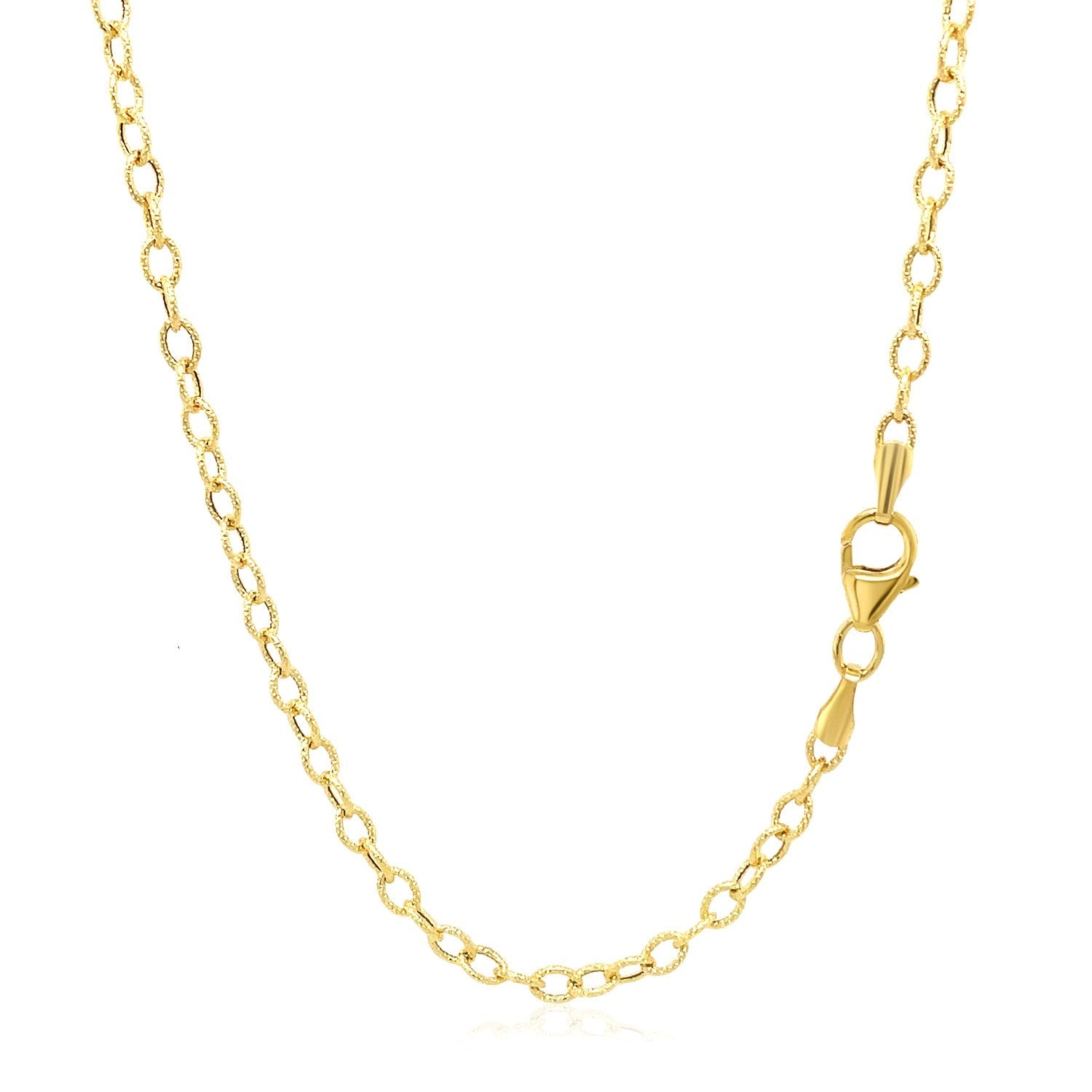 2.5mm 14k Yellow Gold Pendant Chain with Textured Links by Bids.com