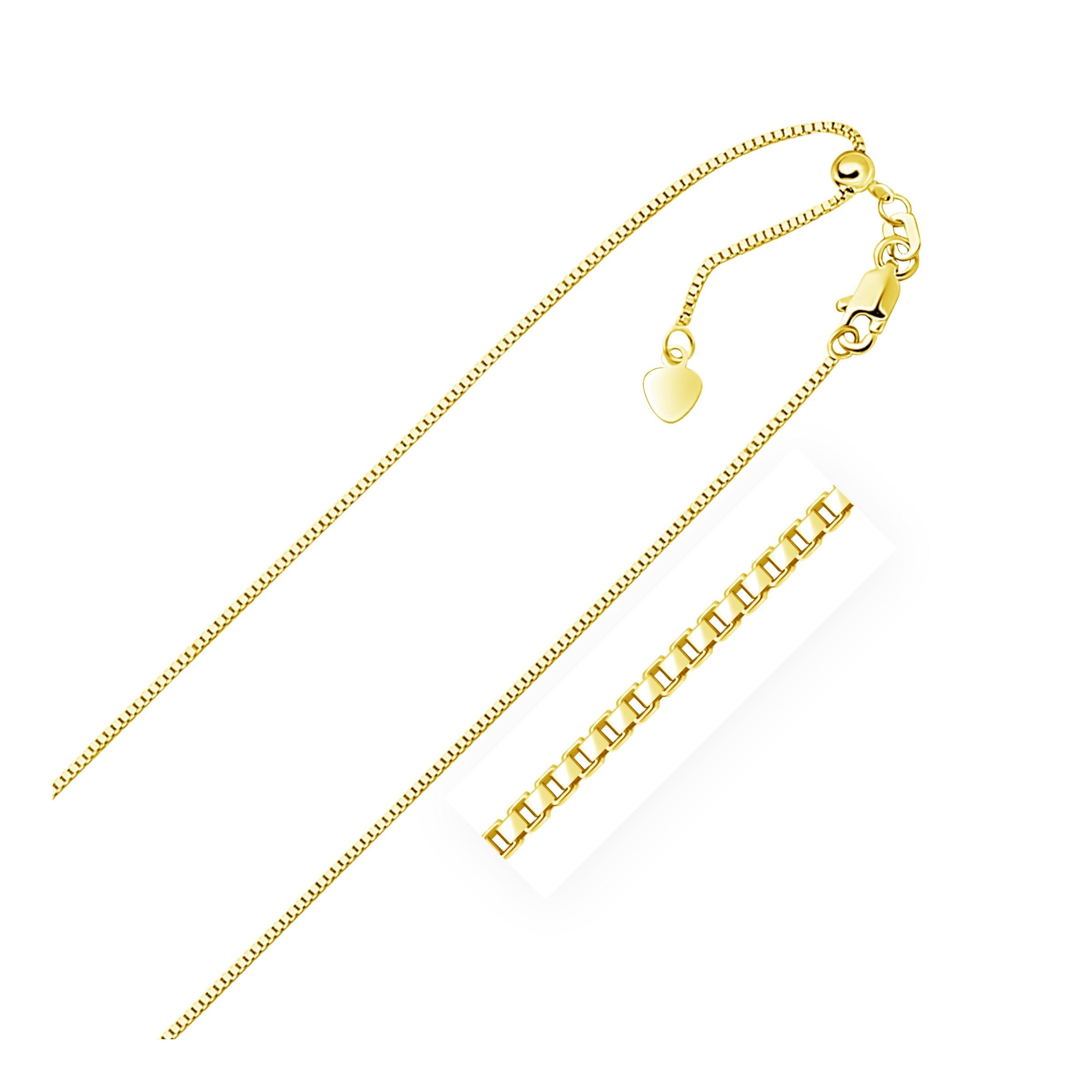 10k Yellow Gold Adjustable Box Chain 0.85mm DestGlow