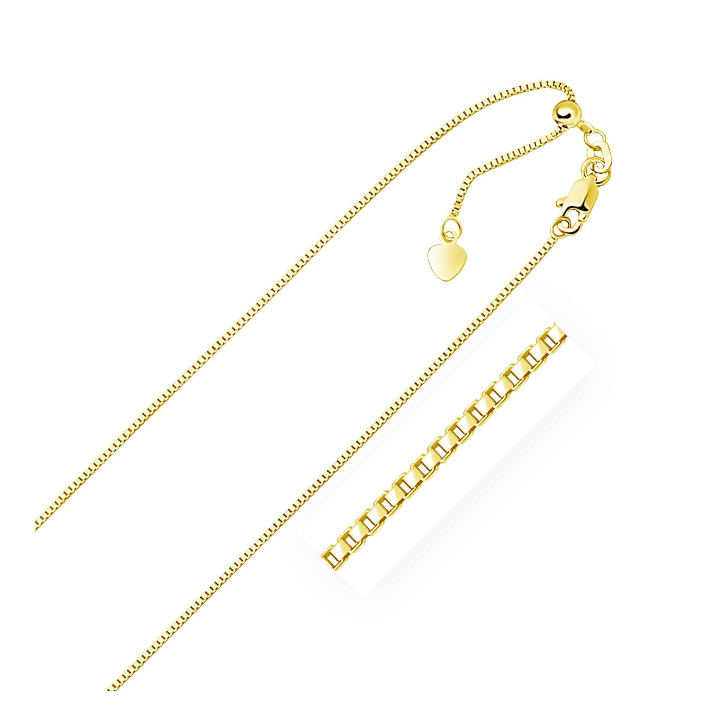 10k Yellow Gold Adjustable Box Chain 0.85mm