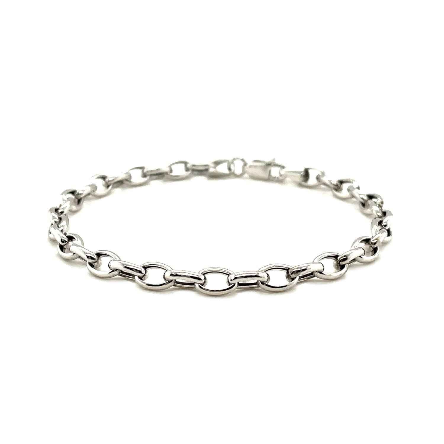 14k White Gold Oval Rolo Bracelet (4.60 mm)