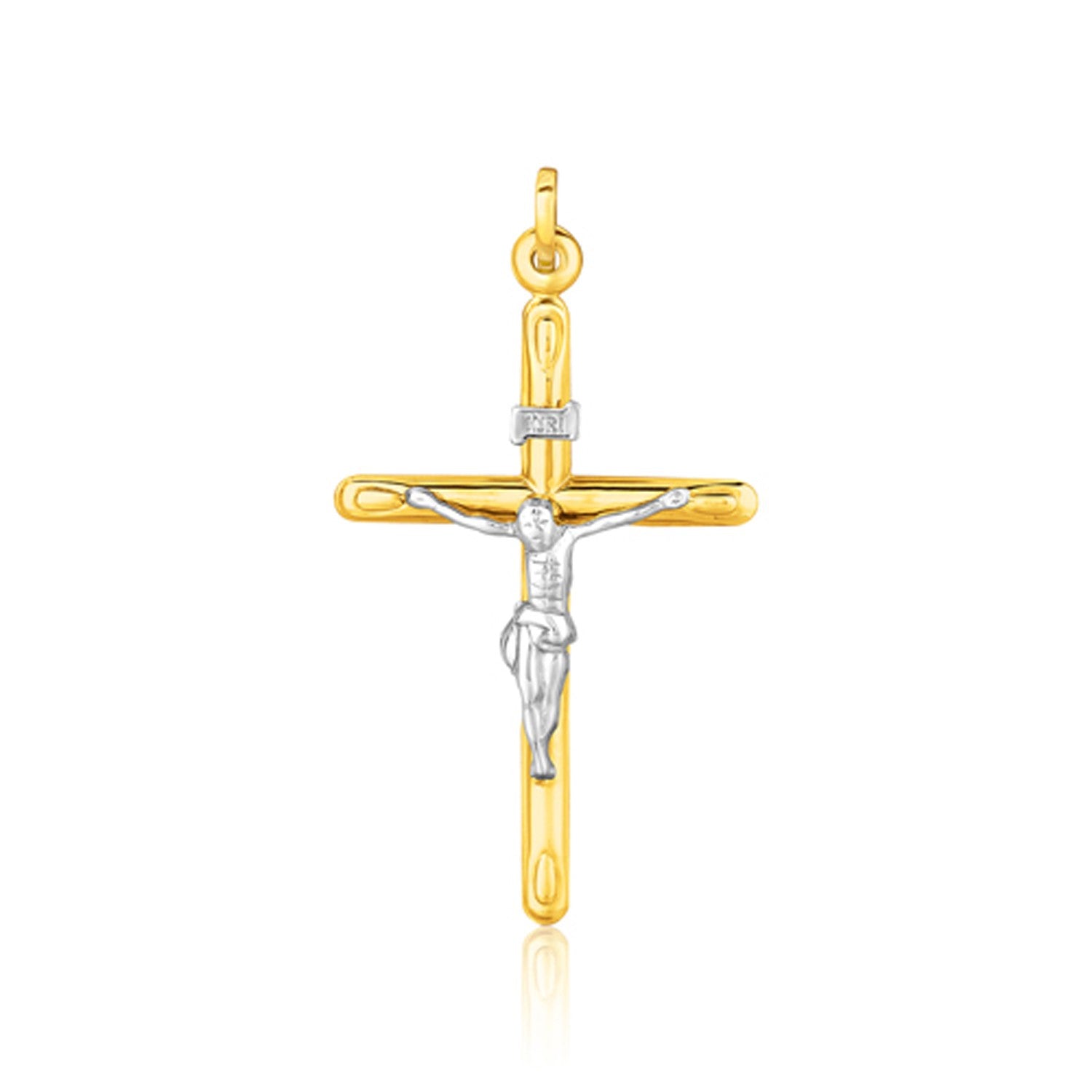 14k Two Tone Gold Cross Pendant - necklaces