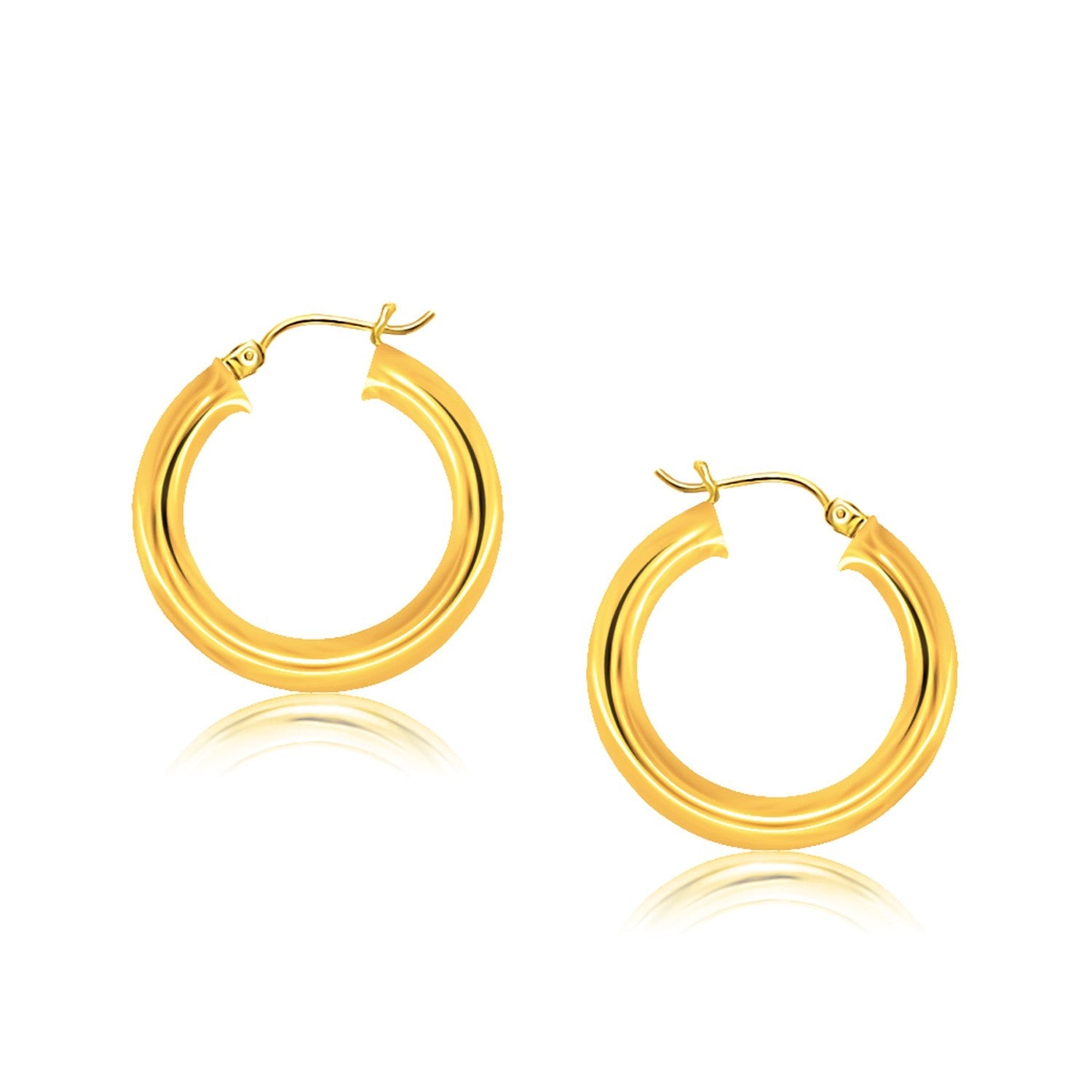 14k Yellow Gold Polished Hoop Earrings (5x30 mm) - earrings