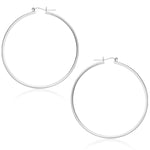 14k White Gold Polished Hoop Earrings (45 mm) - earrings