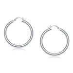 14k White Gold Polished Hoop Earrings (4x40mm) - earrings