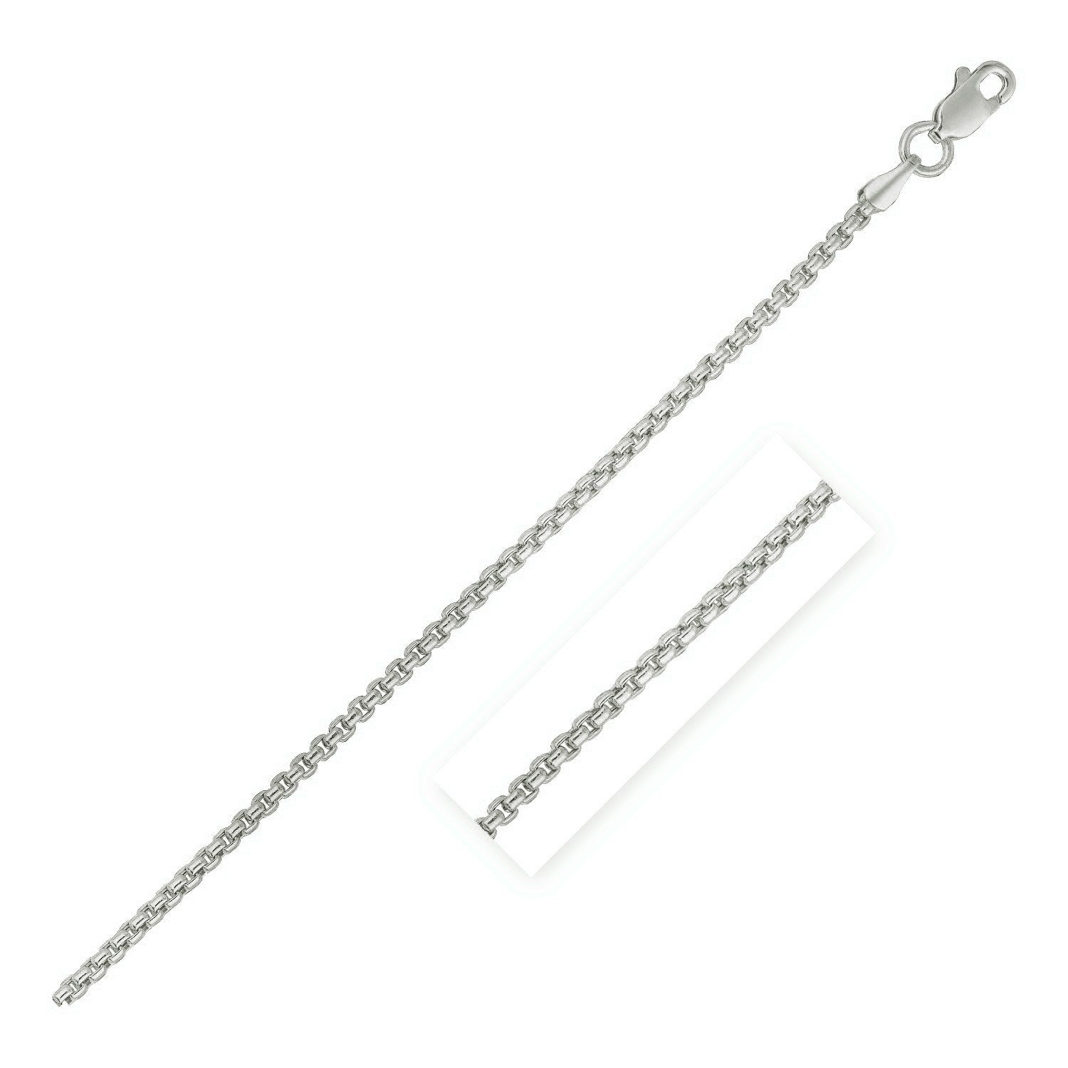 14k White Gold Round Box Chain 1.35 mm DestGlow