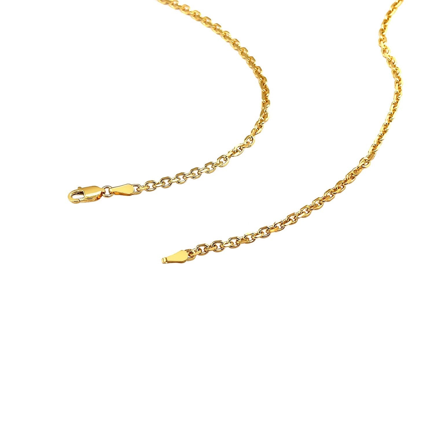 18k Yellow Gold Diamond Cut Cable Link Chain (2.60 mm) DestGlow