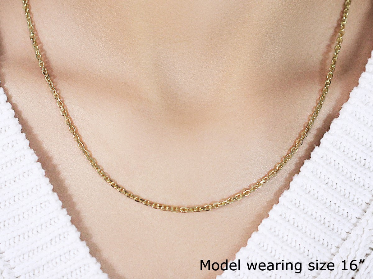 18k Yellow Gold Diamond Cut Cable Link Chain (2.60 mm) DestGlow