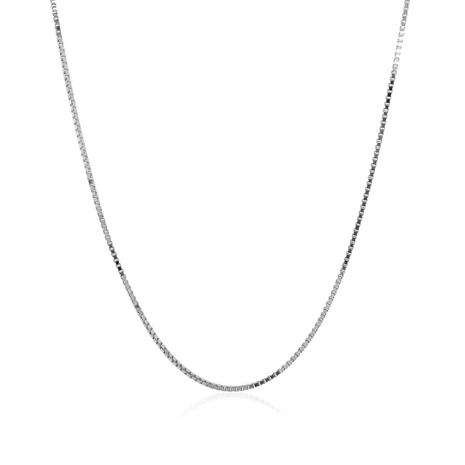 18k White Gold Box Chain 0.8mm (0.78 mm) by Avera Group