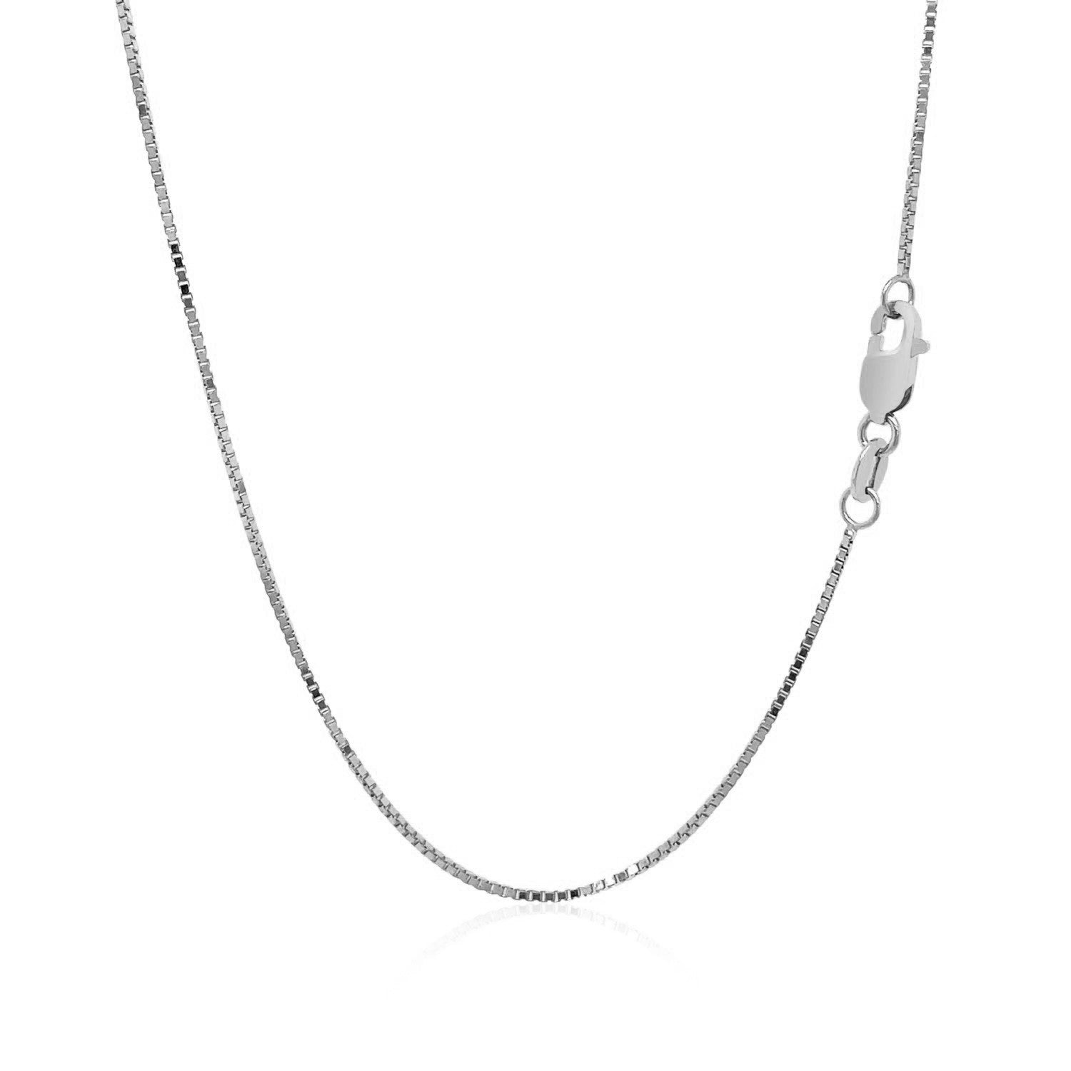 18k White Gold Box Chain 0.8mm (0.78 mm) by Avera Group