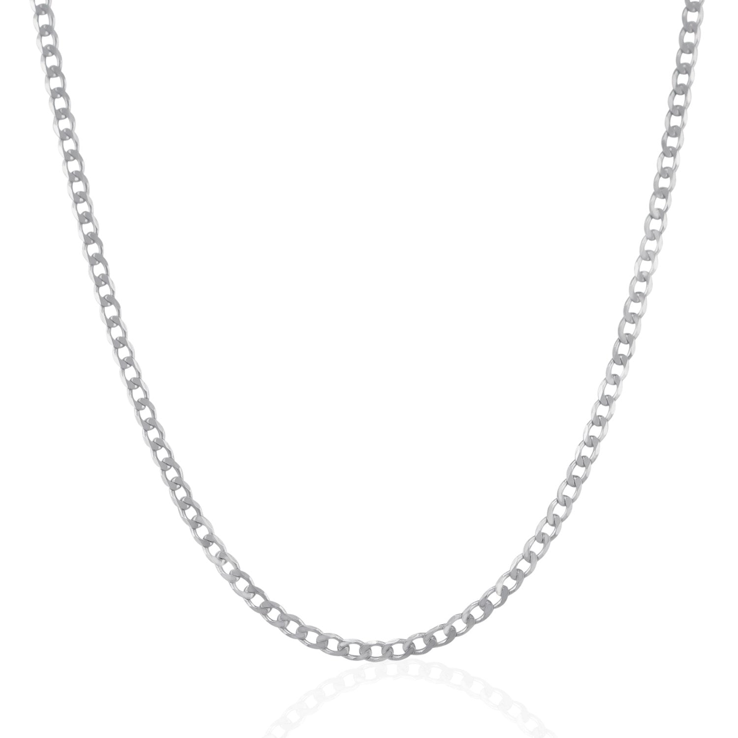 Rhodium Plated 3.0mm Sterling Silver Curb Style Chain DestGlow
