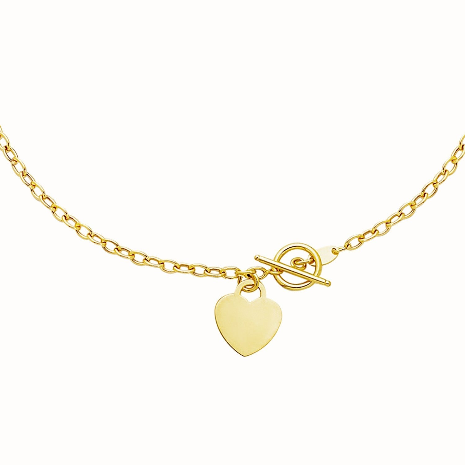 Toggle Bracelet with Heart Charm in 14k Yellow Gold by Bids.com
