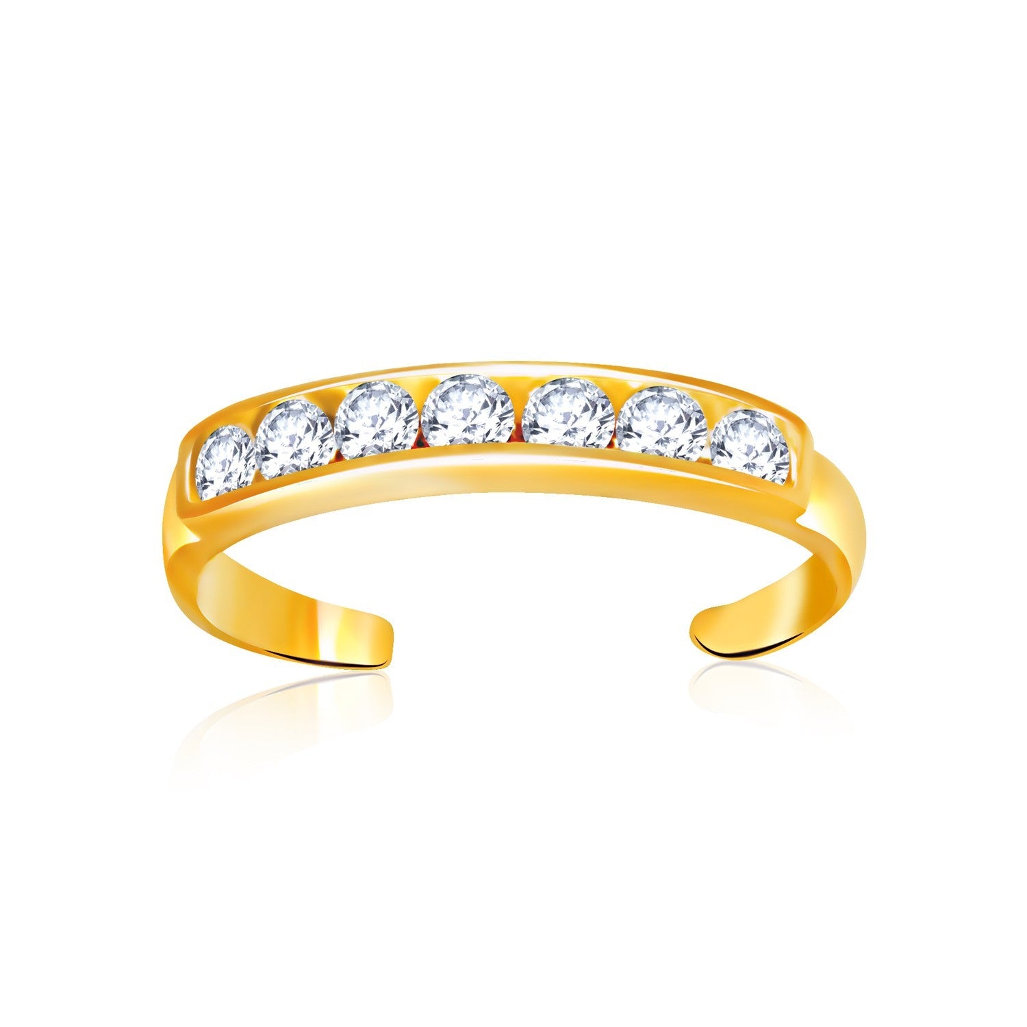 14k Yellow Gold Pave Set Cubic Zirconia Toe Ring - rings