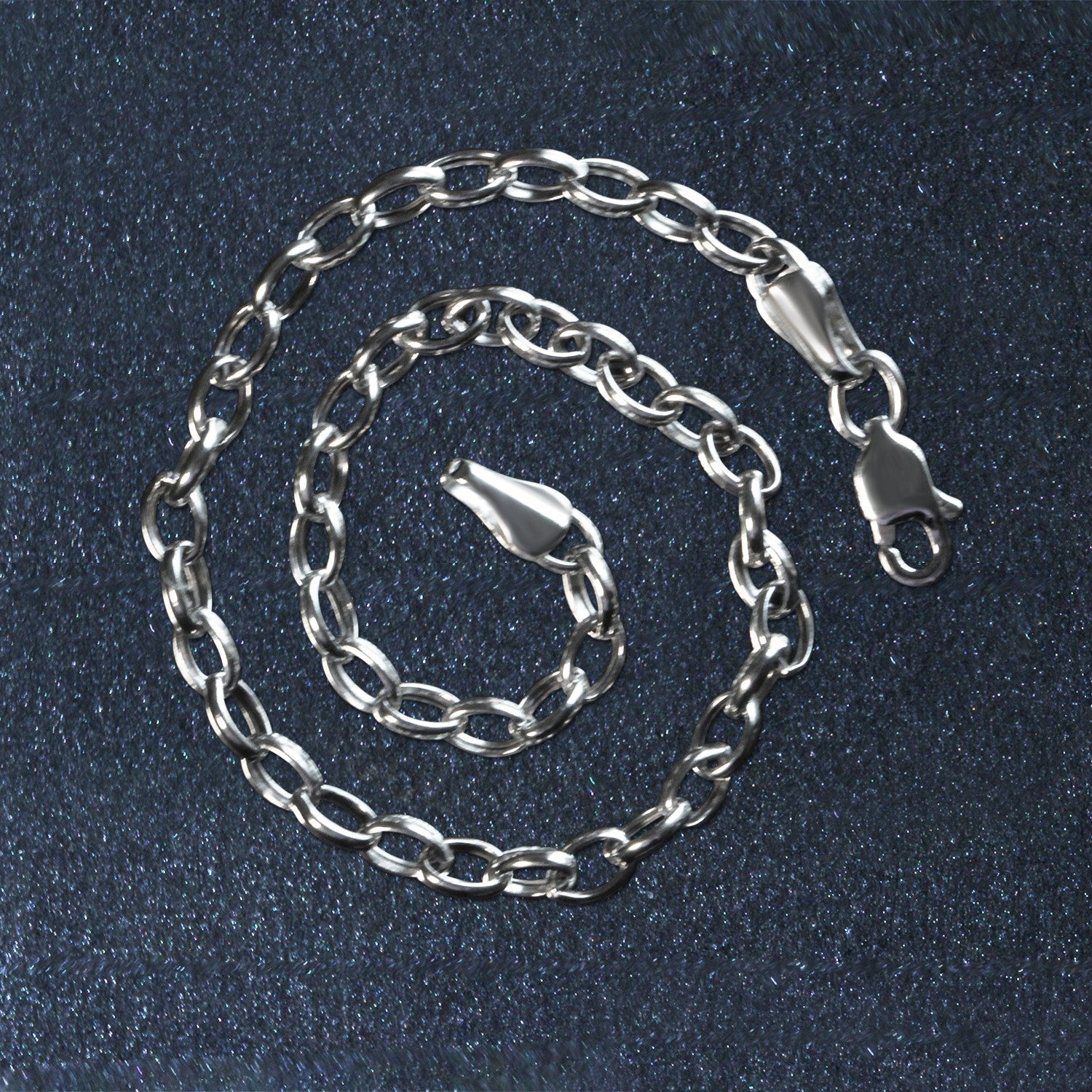 3.2mm 14k White Gold Oval Rolo Bracelet - DestGlow